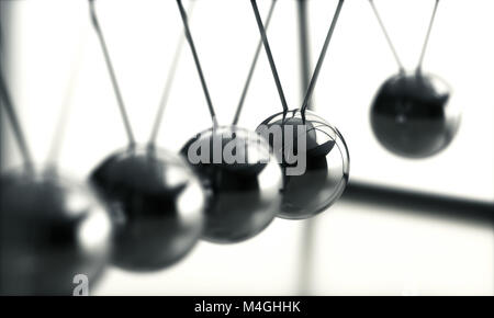 3D Abbildung des Newtons Wiege, Konzept der Impulserhaltung und Energie. Stockfoto