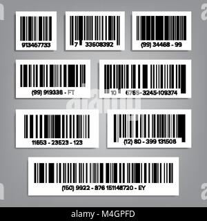 Bar Code Set Vektor. Einfache moderne Flachbild Barcode. Marketing, modische Scan unterzeichnen. Isolierte Abbildung Stock Vektor