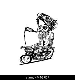 Mann auf dem Motorrad Vector Illustration Design. Stock Vektor