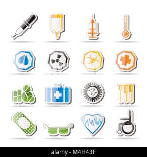 Einfache medizinische themed Symbole und Warnung - Zeichen - Vektor Icon Set Stock Vektor