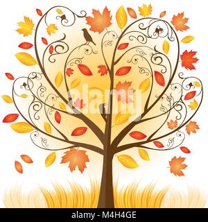 Schönen Herbst Baum mit Herbst treibt - Vector Illustration Stock Vektor
