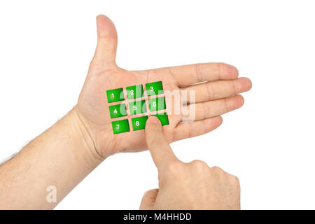 Hand mit virtuellen Tasten Stockfoto