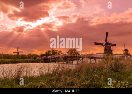 Die Windmühlen von Kinderdijk - Niederlande Stockfoto