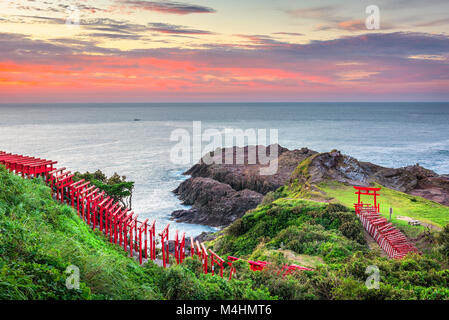 Motonosumi Inari-Schrein in der Präfektur Yamaguchi, Japan. (Schild "Motonosumi Inari Schrein") Stockfoto