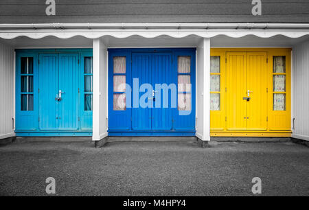 Bunte Strandhäuschen Stockfoto