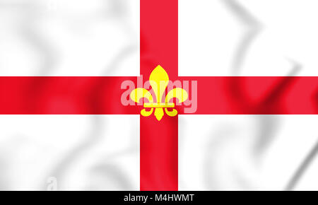 3D Flagge von Lincoln City (Lincolnshire), England. 3D Illustration. Stockfoto