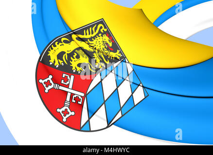 3D Flagge der Oberpfalz Region, Deutschland. 3D Illustration. Stockfoto