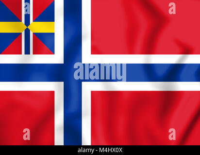 Nationale und Händler Flagge Norwegens (1844-1899). 3D Illustration. Stockfoto