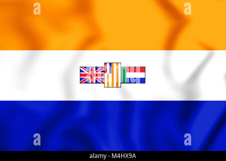 3D Flagge von Südafrika (1928-1994). 3D Illustration. Stockfoto