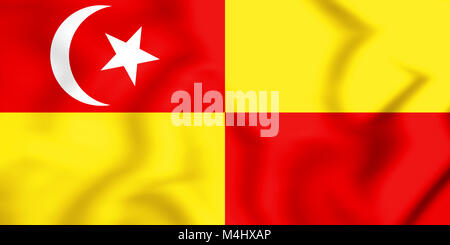 3D Flagge von Selangor, Malaysia. 3D Illustration. Stockfoto