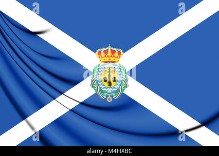 3D Flagge von Santa Cruz de Tenerife Provinz, Spanien. Stockfoto