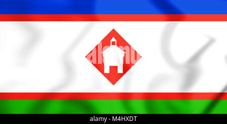 3D Flagge der Republik Yakutsk (Sakha/Jakutien), Russland. 3D Illustration. Stockfoto