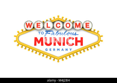 Willkommen in München, Deutschland Anmelden klassische Las Vegas Design. 3D-Rendering Stockfoto