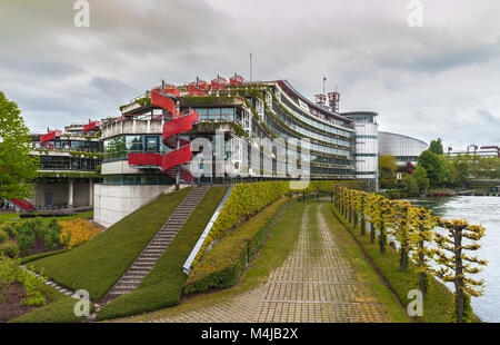 Blick auf das Gebäude des Europäischen Gerichtshofs für Menschenrechte Stockfoto