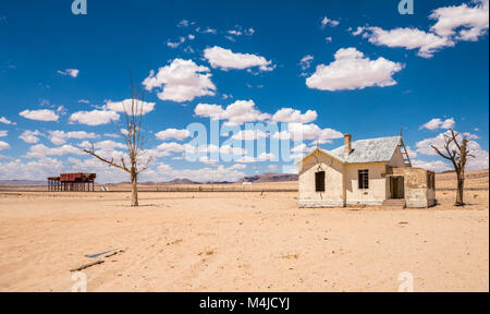 Verlassenen Bahnhof von Garub in der Wüste, Namibia Stockfoto