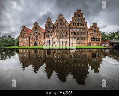 Salzspeicher, historische Salz Lagerhallen in Lübeck, Deutschland Stockfoto