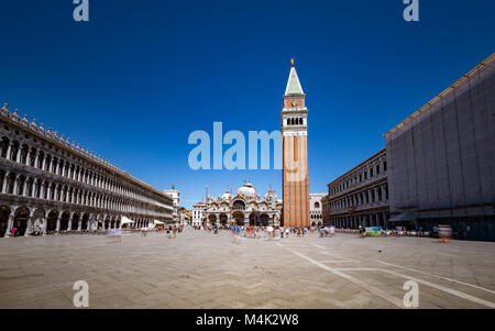 Saint Mark Square auf dem Platz in Venedig, Venetien, Italien. Stockfoto