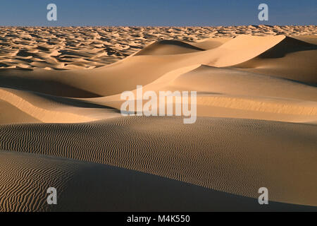 Algerien. Kerzaz. Western Sand Meer. Grand Erg Occidental. Sahara. Sanddünen. Landschaft. Stockfoto