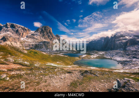 Seen "Laghi del Piani" in der Nähe von "Drei Zinnen" (Drei Zinnen), Dolomiten, Italien Stockfoto