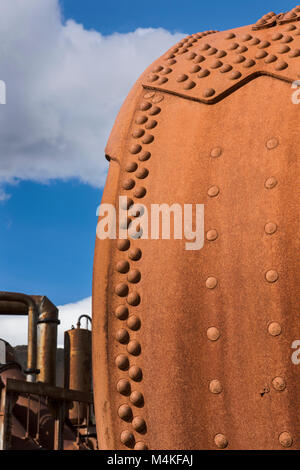 Britisches Territorium, South Georgia. Historischen Walfang Beilegung von grytviken. Alte wal Öltanks. Stockfoto