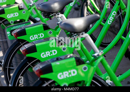 Eine Reihe von Raster Fahrrad - Fahrräder in Tempe, Arizona, am 3. Februar 2018. Stockfoto