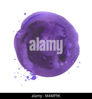 Hand Aquarell UV-Spot gezeichnet. Lila runde Fleck. Verwenden Sie für Wrap, Tapeten, Website, Dekor. Auf weissem Hintergrund. Nasse Textur, graine Stockfoto