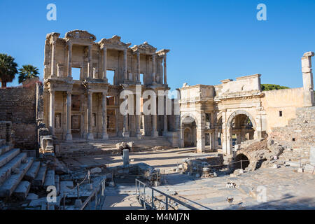 Selcuk, Izmir - Türkei. 25. November 2014. Celsus Bibliothek. Von der antiken Stadt Ephesus in Selcuk, Izmir - Türkei. Stockfoto