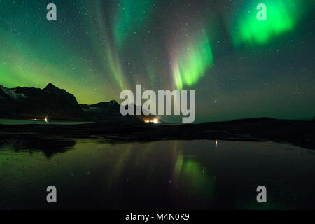 Nordlicht in Tungeneset Stockfoto