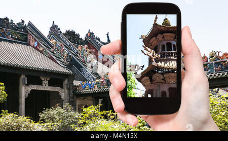 Travel Concept - touristische Fotos outdoor Altar in Guangxiao buddhistischer Tempel (helle Gehorsam, Helle kindlicher Frömmigkeit Tempel) in der Stadt Guangzhou in Ch Stockfoto