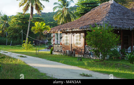 Traditionelles altes Haus in Insel La Digue, Seychellen Stockfoto