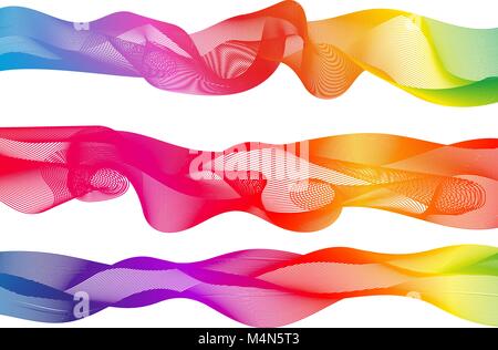 Drei rainbow Wellen Linien bunten Farbverlauf, Vector Illustration Stock Vektor