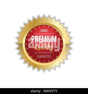 Premium Qualität Aufkleber goldene Medaille Symbol garantiert Abzeichen isoliert Stock Vektor