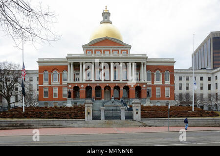 Der Massachusetts State House an einem bewölkten Tag, Boston, MA. Stockfoto