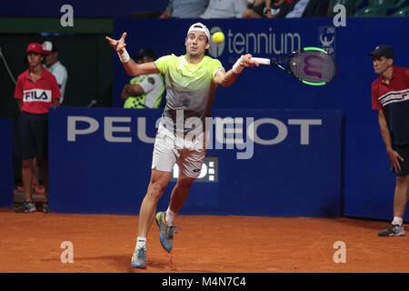 Bueos Aires, Argentinien. 16 Feb, 2018. Dominic Thiem im Viertelfinale von Buenos Aires ATP 250 Diese Freitag auf zentralen Hof des Lawn Tennis in Buenos Aires, Argentinien. Credit: Néstor J. Beremblum/Alamy leben Nachrichten Stockfoto