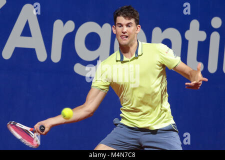 Bueos Aires, Argentinien. 16 Feb, 2018. Dominic Thiem im Viertelfinale von Buenos Aires ATP 250 Diese Freitag auf zentralen Hof des Lawn Tennis in Buenos Aires, Argentinien. Credit: Néstor J. Beremblum/Alamy leben Nachrichten Stockfoto