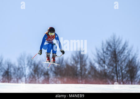 Februar 17, 2018: Sofia Goggia von Italien konkurrieren in der Super-G an Jeongseon Alpine Center, Pyeongchang, Südkorea. Ulrik Pedersen/CSM Stockfoto