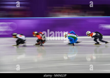 Pyeongchang, Südkorea. 17 Feb, 2018. Yuri Confortola von Italien konkurrieren an Gangneung Ice Arena, Tainan, Südkorea. Credit: Cal Sport Media/Alamy leben Nachrichten Stockfoto