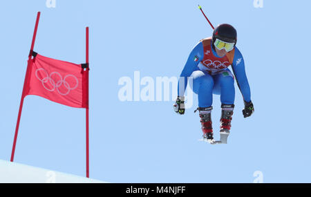 Sofia Goggia aus Italien während der Frauen Ski alpin Super-G bei den Olympischen Winterspielen 2018 in der Jeongseon Alpine Center in Pyeongchang, Südkorea, 17. Februar 2018. Foto: Michael Kappeler/dpa Stockfoto