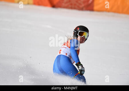 Pyeongchang, Südkorea. 17 Feb, 2018. Sofia Goggia aus Italien während der Frauen Ski alpin Super-G bei den Olympischen Winterspielen 2018 in der Jeongseon Alpine Center in Pyeongchang, Südkorea, 17. Februar 2018. Quelle: Tobias Hase/dpa/Alamy leben Nachrichten Stockfoto