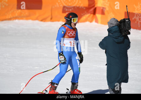 Pyeongchang, Südkorea. 17 Feb, 2018. Sofia Goggia aus Italien während der Frauen Ski alpin Super-G bei den Olympischen Winterspielen 2018 in der Jeongseon Alpine Center in Pyeongchang, Südkorea, 17. Februar 2018. Quelle: Tobias Hase/dpa/Alamy leben Nachrichten Stockfoto