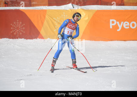 Pyeongchang, Südkorea. 17 Feb, 2018. Sofia Goggia aus Italien während der Frauen Ski alpin Super-G bei den Olympischen Winterspielen 2018 in der Jeongseon Alpine Center in Pyeongchang, Südkorea, 17. Februar 2018. Quelle: Tobias Hase/dpa/Alamy leben Nachrichten Stockfoto