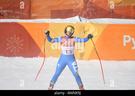 Pyeongchang, Südkorea. 17 Feb, 2018. Sofia Goggia aus Italien während der Frauen Ski alpin Super-G bei den Olympischen Winterspielen 2018 in der Jeongseon Alpine Center in Pyeongchang, Südkorea, 17. Februar 2018. Quelle: Tobias Hase/dpa/Alamy leben Nachrichten Stockfoto