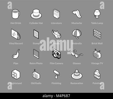 Isometrische Umriss Icons set Stock Vektor