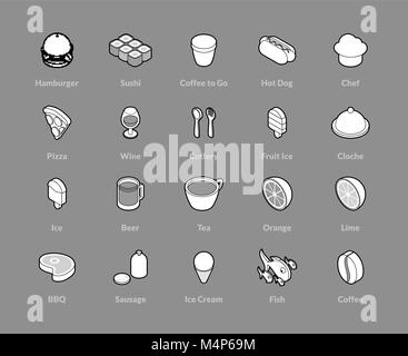 Isometrische Umriss Icons set Stock Vektor