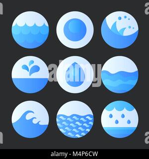 Reihe von abstrakten Flachwasser icons Stock Vektor