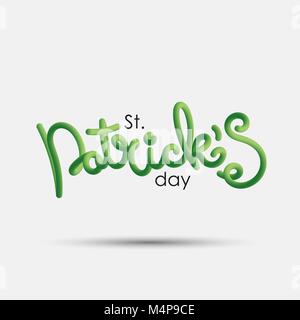 Saint Patrick's Day blended interlaced kreative Hand gezeichnet Schriftzug. Trendy Vektor flüssige 3d-Kalligraphie über weißen Hintergrund für Ihr Design Stock Vektor