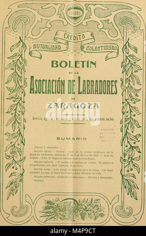 Boletn de la Asociacin de Labradores de Zaragoza (20200504598) Stockfoto