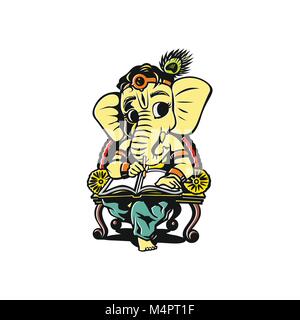 Lord Ganesh Vector Illustration. Stock Vektor