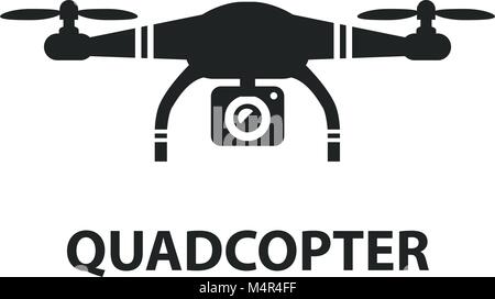 Drone quadcopter Kamera schwarze Symbol isoliert Grafikdesign Illustration Stock Vektor