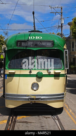 F Markt elektrische street car, San Francisco, Kalifornien Stockfoto